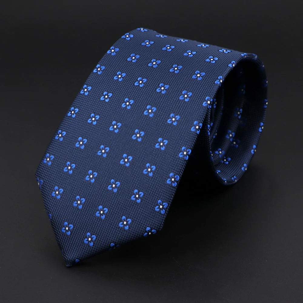New Style Fashion Jacquard Paisley Striped Necktie For Men 7cm Dark Blue Black Formal Business Party Skinny Slim Cravat Tie Gift