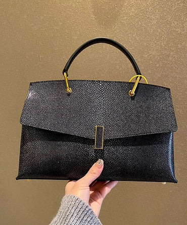 Pearl Fish Leather Pattern Women Handbags Luxury Fashion Lady Shell Bag Cowhide Shoulder Messenger Bag Portable Women's Tote Bag