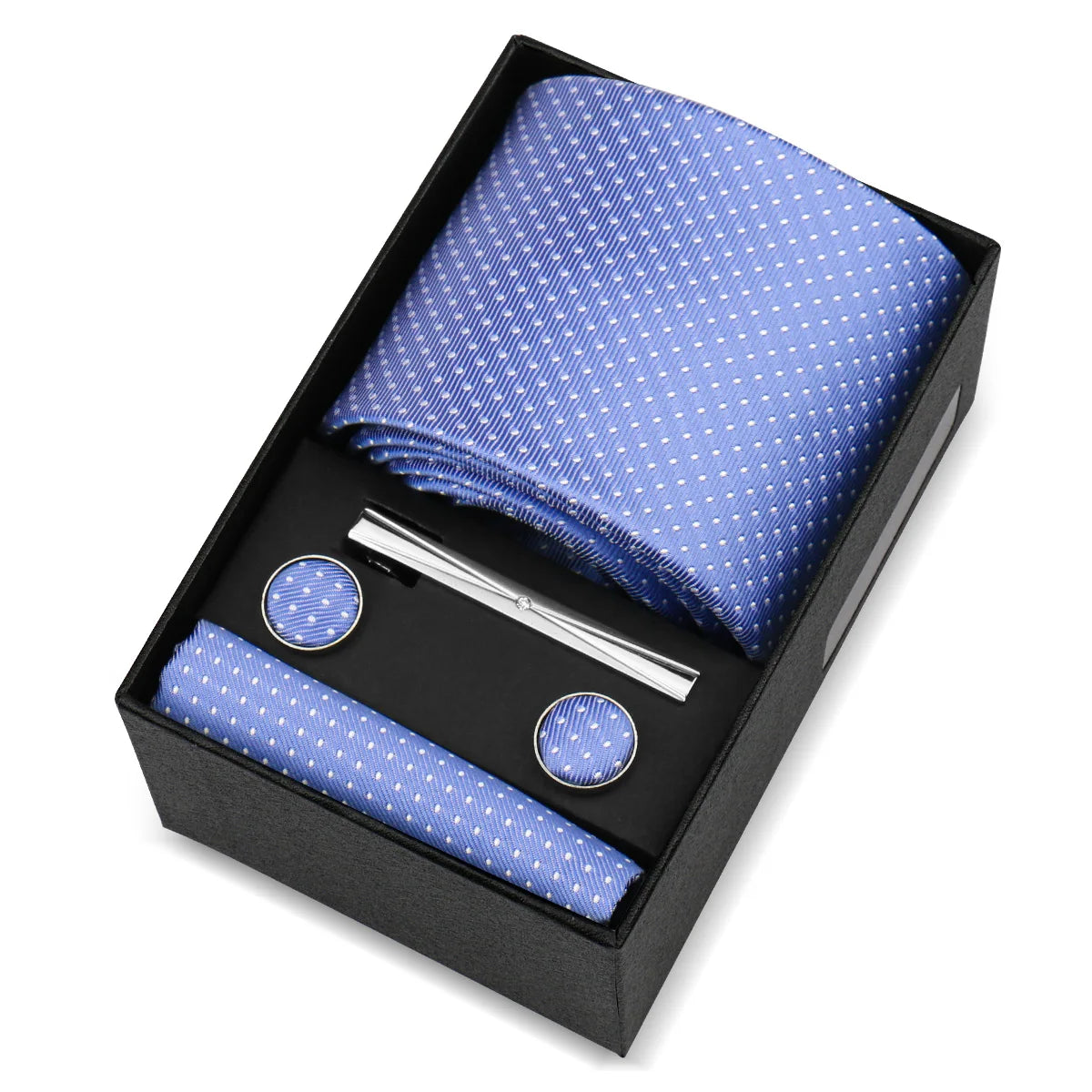 Luxury 8cm Tie For Men Handkerchief Cufflink Tie Clip Set Man Wedding Gravata Suit Accessories Brand Business Necktie Box Gift