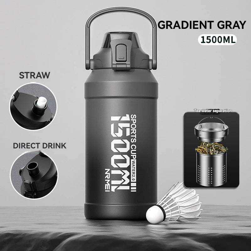 Thermos Water Bottle With Straw Handle Cup 316 Stainless Steel Flask Large Capacity Vacuum Insulated Tumbler