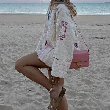 Winter new fashionable women's clothing casual elegant design sense European and American embroidered cotton jacket