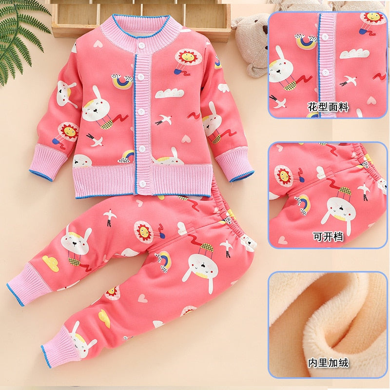 Baby Clothes Sets Boys Girls Cotton Outfit Knit Clothing Suit Kids Girls Knitted Jacket+Pants 2Pcs
