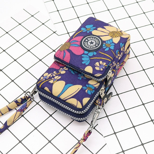 Women's Mini Shoulder Bag Oxford Waterproof Handbag Wrist Pouch Wallet Sports Cell Mobile Phone Bag Crossbody Bags for Girls