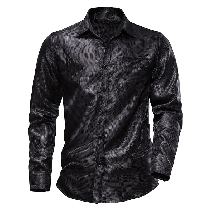 Men's Floral Black Dress Shirts 2022 Stylish New Long Sleeve Steampunk Shirt Men Party Club Bar Social Shirt Male Chemise Homme