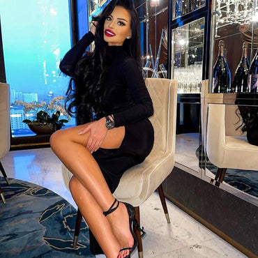 High Ne Long Slit Color Sexy Slim Fit Dr Polyester Fiber Regular Sve High Waist One Step Skirt Spring Season Women's ...