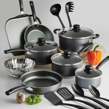 Tramontina Primaware 18 Piece Non-stick Cookware Set, Steel Gray Cooking Pot Nonstick Cookware Set