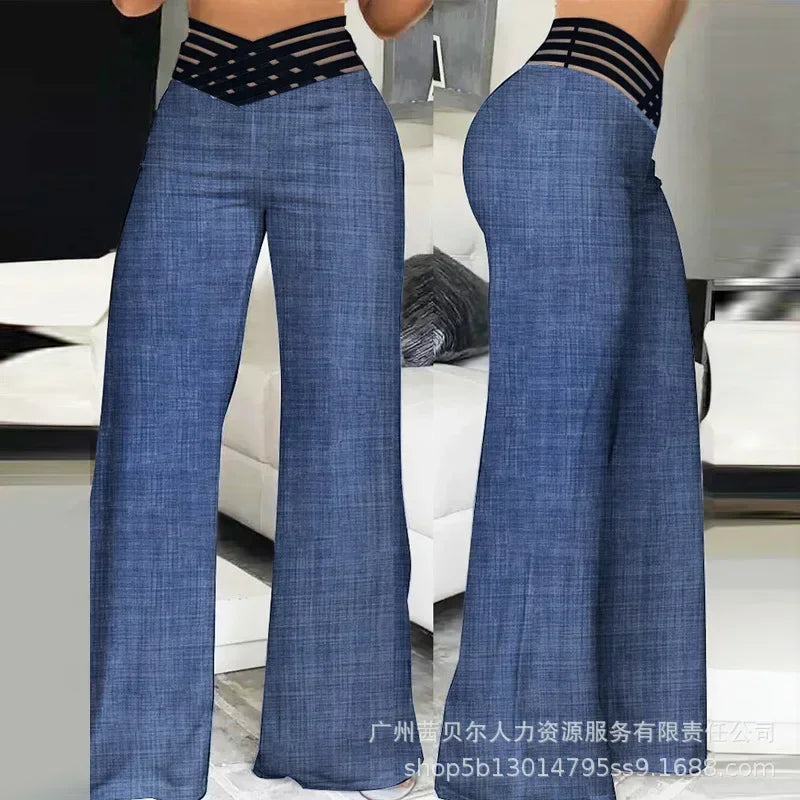 Houndstooth Print High Waist Work Pants Women Plaid Summer Spring Fashion Ankle Length Pants Office Lady