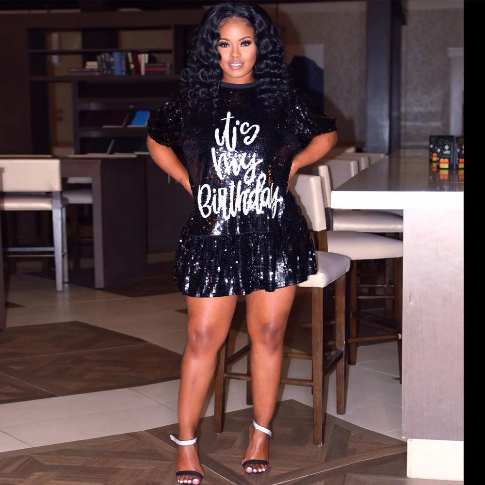 Sexy Sequined Birthday Black Dress Women Half Sleeve Straight Mini Dre Mega Mart Center Sexy Sequined Birthday Black Dress Women Half Sleeve Straight Mini Dre Mega Mart Center
