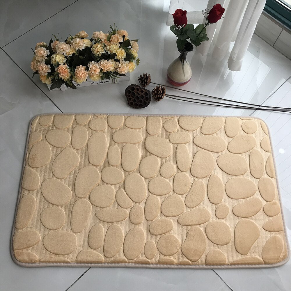 Bathroom Mat Absorbent Bath Carpet Non-slip Pebble Carpets Memory Foam Washable Rug Toilet Floor Mat Shower Carpets Set
