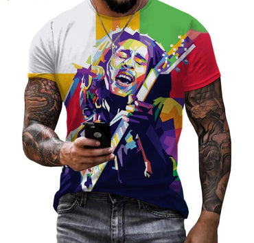 2022 Summer Fashion Bob Marley Reggae Printed 3D T-shirt Men