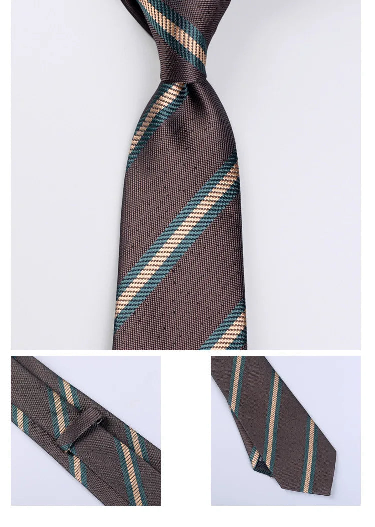 Men's Fashion Silk Tie 8cm Striped Novelty Necktie Blue Green Orange Color Ties For Men Floral Party Ties Wedding Business Gift