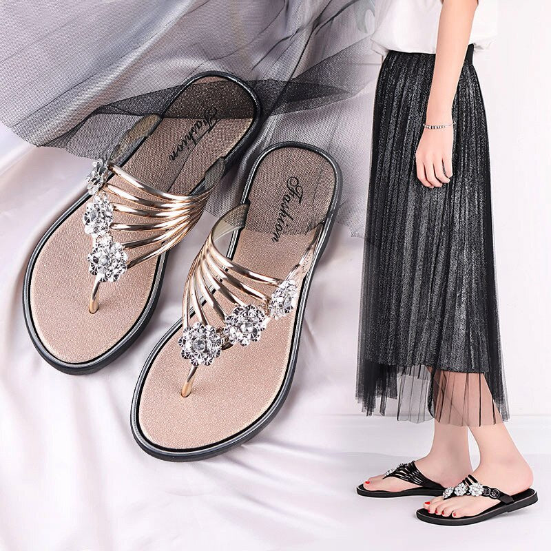 Sexy Women's Flat Flip Flops Fashion Casual Slippers Flower Lightweight Sandals
