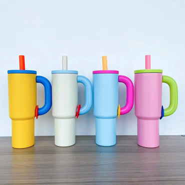 40oz stainless steel straw insulated cup 304 large capacity hot cup ice cup with handle elegant insulated coffee cup