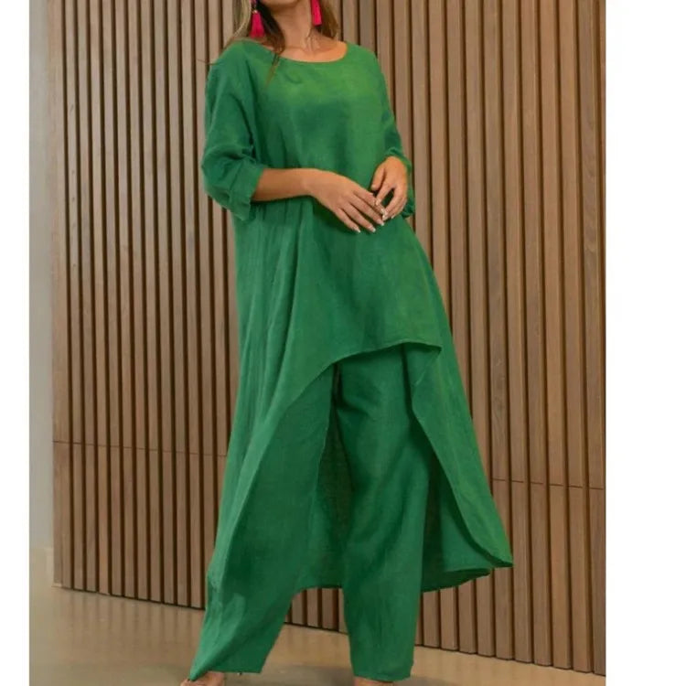 Summer Cotton Linen Casual Home 2 Piece Set For Women 2025 Fashion White Long Sleeve Shirt And Shorts Two Piece Sets Tracksuit