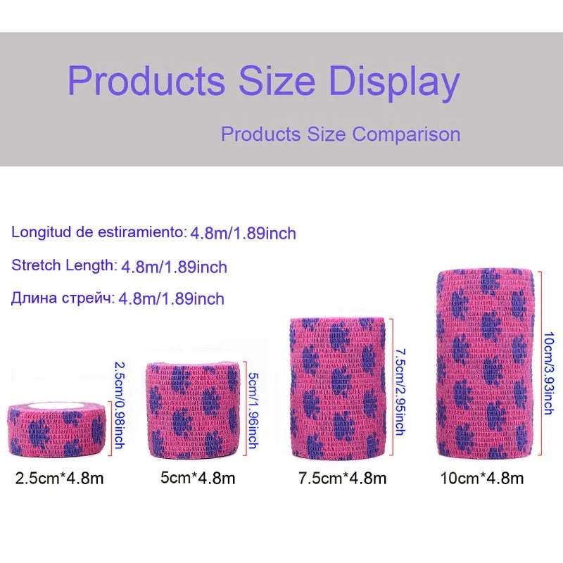 1 Pcs Printed Sports Knee Protector 4.8m Therapy Elastic Bandage Colorful Self Adhesive Wrap Tape for Finger Joint Pet