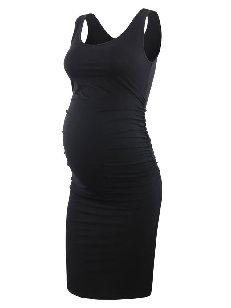 Liu&Qu Maternity Dresses Women Side Ruched Pregnany Dress Bodycon Pregnant Clothes Casual Mama Short Sleeve Wrap Baby Showers