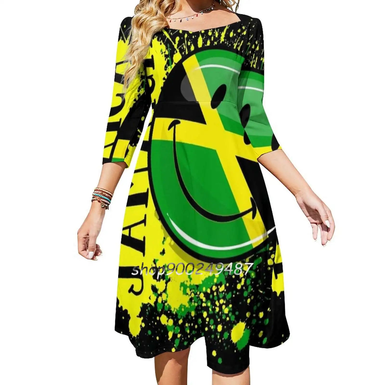 jamaican dress women A Splash Of Jamaica Smiling Jamaican Flag Sweet Elegant Dress Women Ko –  Mega Mart Center