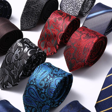 Luxury Skinny 6CM Mens Necktie Ties For Man Striped Plaid Floral Solid Jacquard Ascot Business Party Neck Tie Accssories