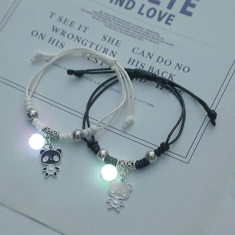 2023 Luminous Cat Star Moon Bracelet Couple Charm Handmade Adjustable Rope