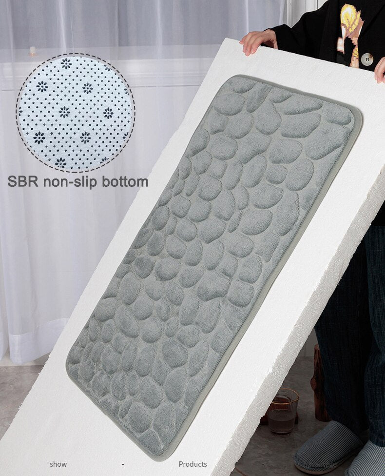 Bathroom Mat Absorbent Bath Carpet Non-slip Pebble Carpets Memory Foam Washable Rug Toilet Floor Mat Shower Carpets Set