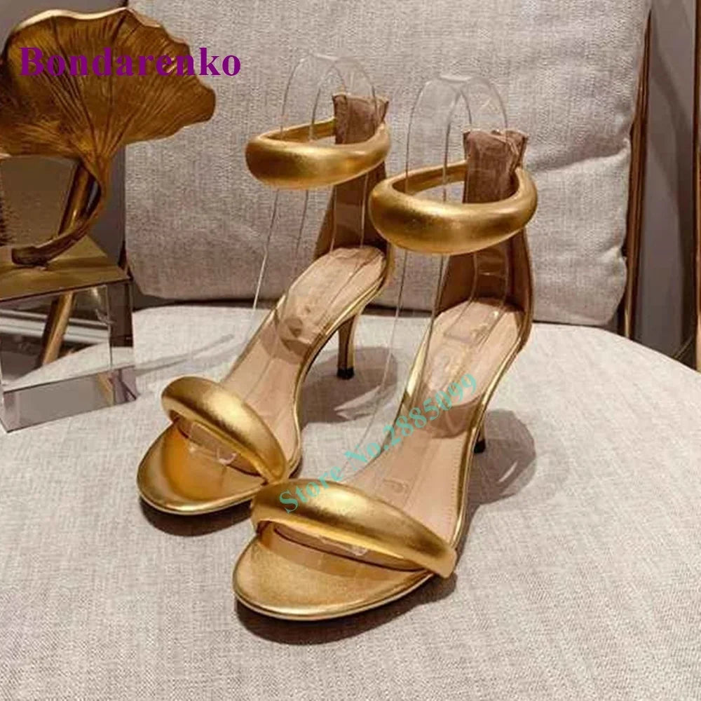 New Fshion Summer Women's Sandals Open Toe Ankle Strap Solid Stiletto Heel Hollow Sandals Women Shoes Party Dress Designer Shoe