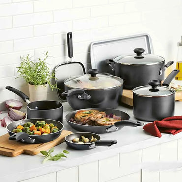 20-Piece Easy Clean Aluminum Nonstick Cookware Cooking Pots and Pans Set Saucepan with Spouts Stockpot Storage Containers
