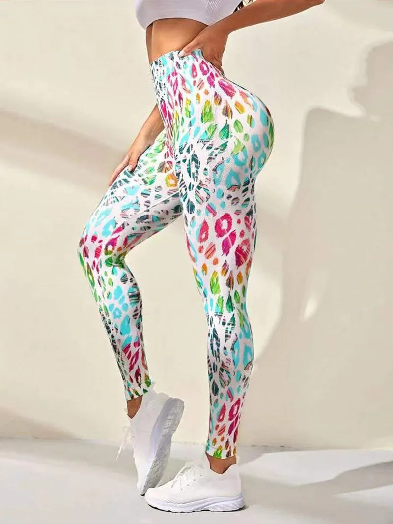 New 3D Print Tie Dye Sports Pants Women Seamless Leggings High Waist Fitness Push Up Leggings Gym Clothing Workout Tights