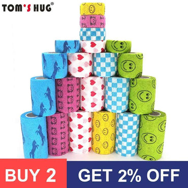 1 Pcs Printed Sports Knee Protector 4.8m Therapy Elastic Bandage Colorful Self Adhesive Wrap Tape for Finger Joint Pet