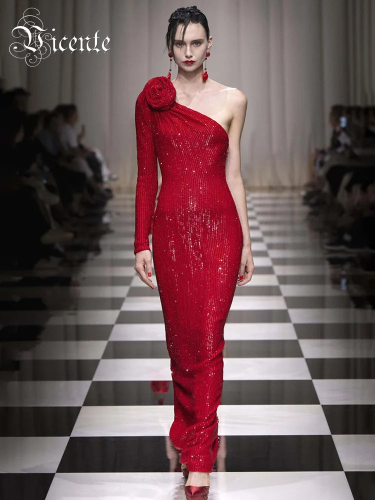 VC Red Christmas Dress For Women Sexy One Shoulder Sparkle Glitzy Sequ Mega Mart Center VC Red Christmas Dress For Women Sexy One Shoulder Sparkle Glitzy Sequ Mega Mart Center