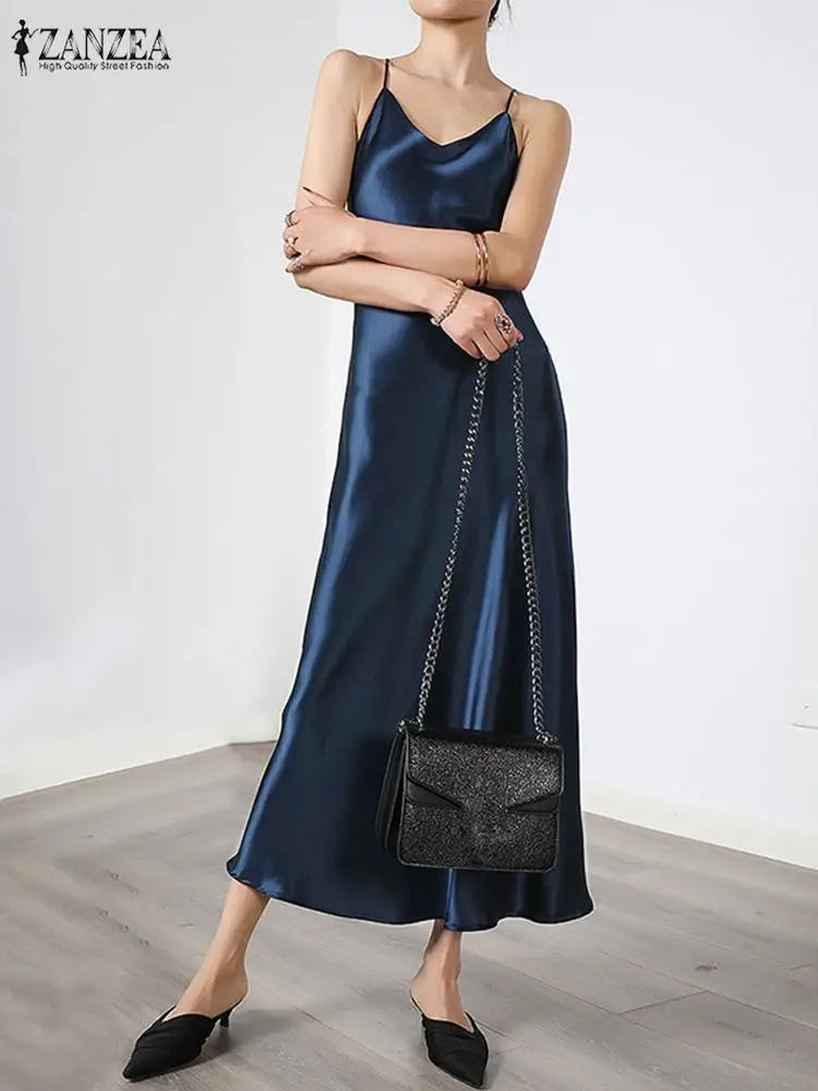 ZANZEA Sexy Strap Dresses Women Spaghetti Straps Dress V Neck Slip Ves Mega Mart Center ZANZEA Sexy Strap Dresses Women Spaghetti Straps Dress V Neck Slip Ves Mega Mart Center