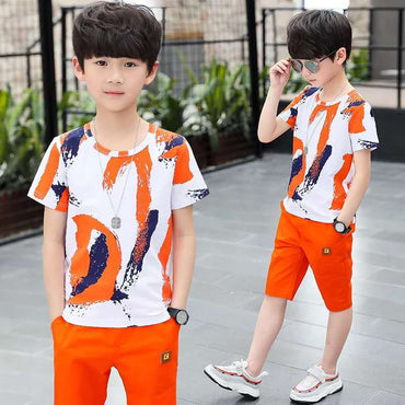Boys Clothing Sets Summer 2019 Cotton Teenage Kids Boys Suit For 4 6 8 10 12 14 Years Children Short Sleeve Shirt Shorts Set