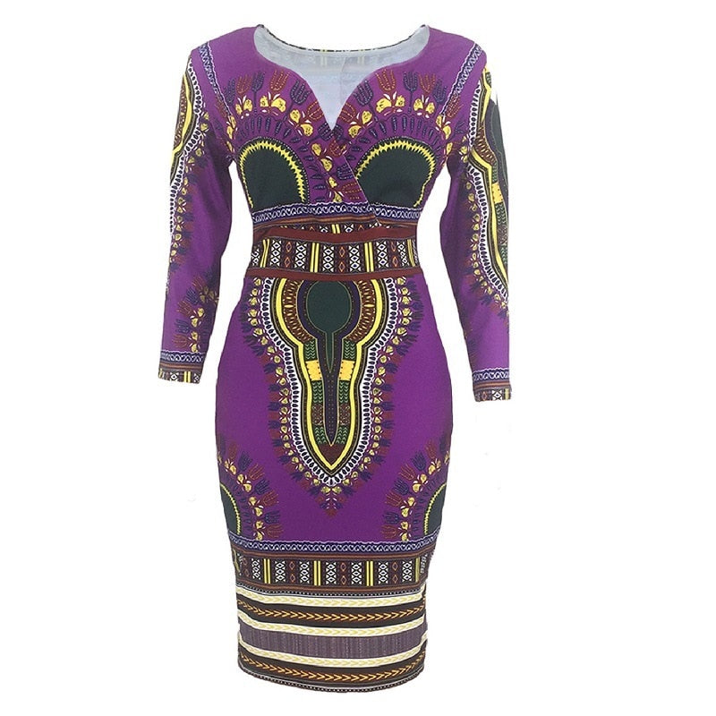 Sexy 2022 New Fashion Print Dress Waist Women's Ethnic Style Package Hip Skirt