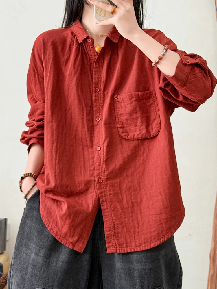 Amax luluE 2025 Shirts Spring Ladies Fashion Casual Loose Blouses Women Classic Luxury Long Sleeve Tops Elegant Cotton Clothes