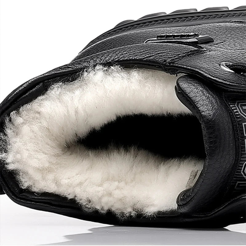 2025 Winter Shoes Mens Snow Boots Warm Plush Cold Winter Fashion Brand Male Footwear Non-slip Flat Ankle Boots Black D591