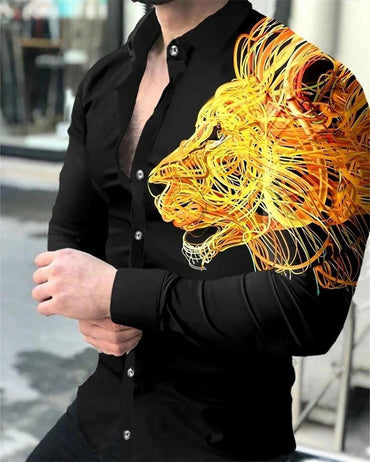 New parties fashion social men's buttons Shirt casual designer prints long -sleeved top men's lapel men's clothing 2023