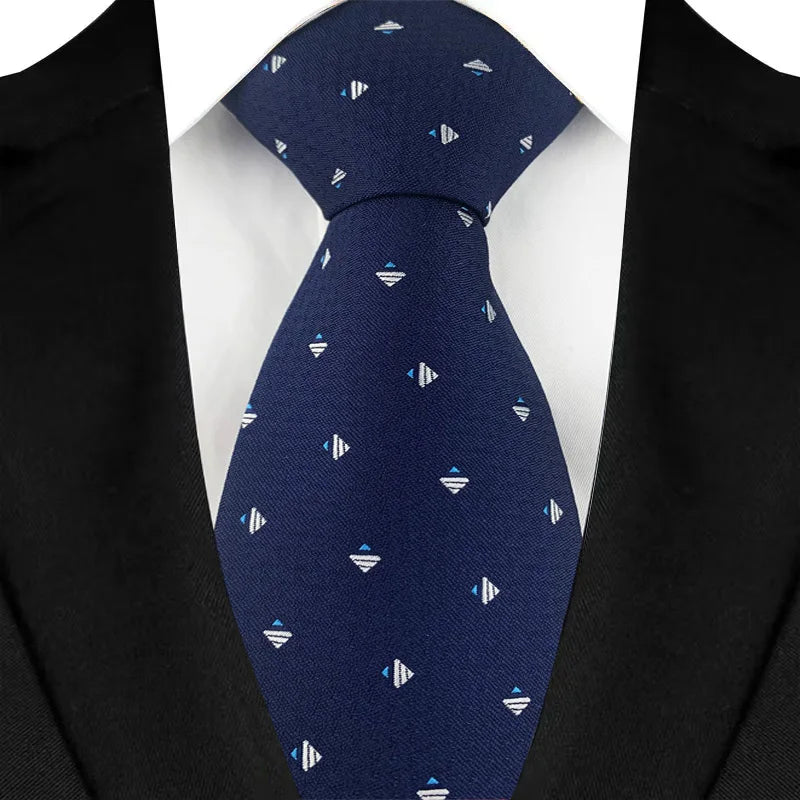Luxury Men's Necktie 8cm Navy Blue Color Tie Jacquard Neck Ties for Man Business Wedding Party Gift
