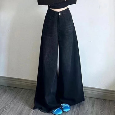 Wide Leg Jeans Women Denim Pants Vintage Straight Trousers Autumn Spring Fashion Female Black Casual Jeans Wide Leg Pants