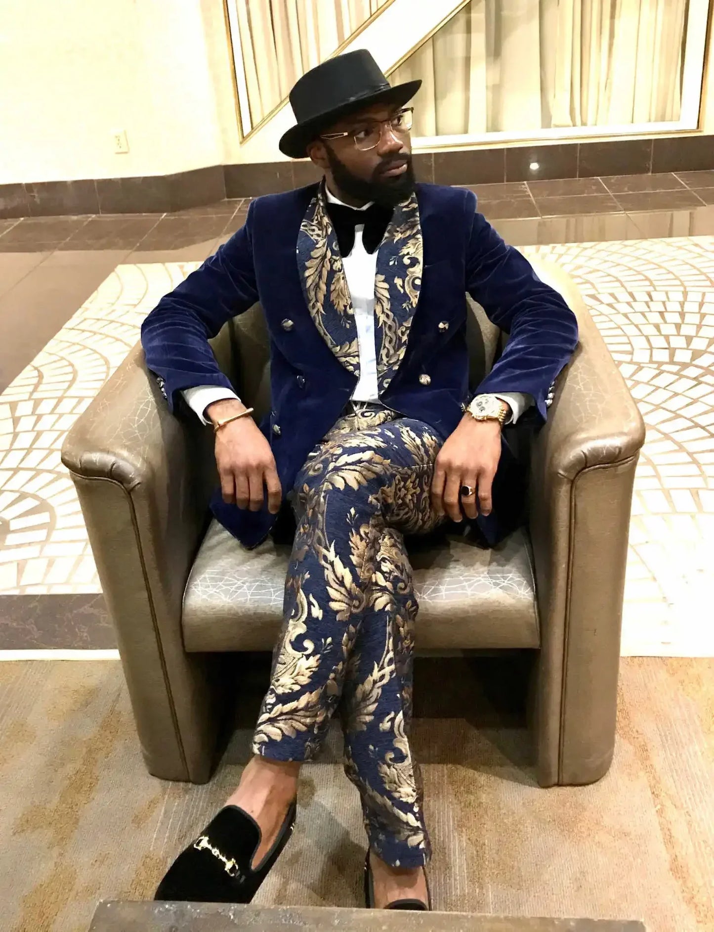 Fashionable Plaid Men's Suit 2 Piece Formal Party Suit for Male Wedding Groom Tuxedo Double Breasted Jacket Pants