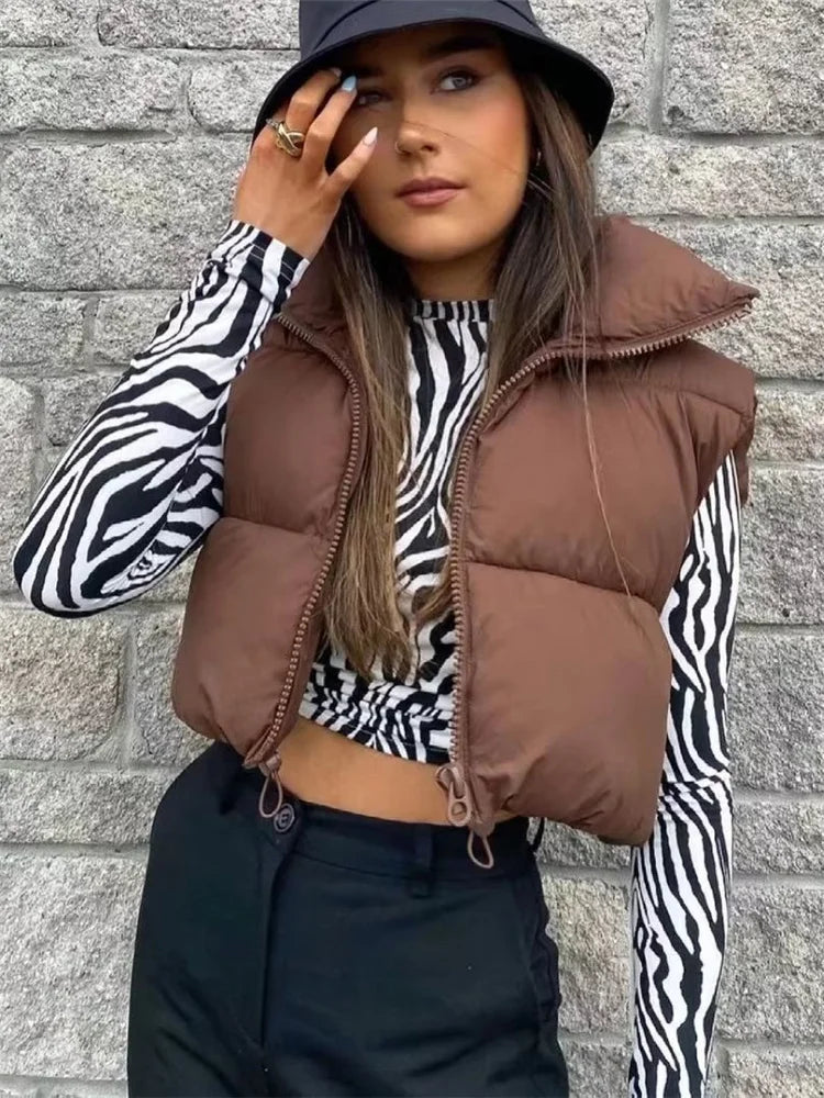 2022 Casual Woman Black Loose Short Vest Female Fashion Oversized Solid Color Tank Ladies Basic Warm Sleeveless Jacket