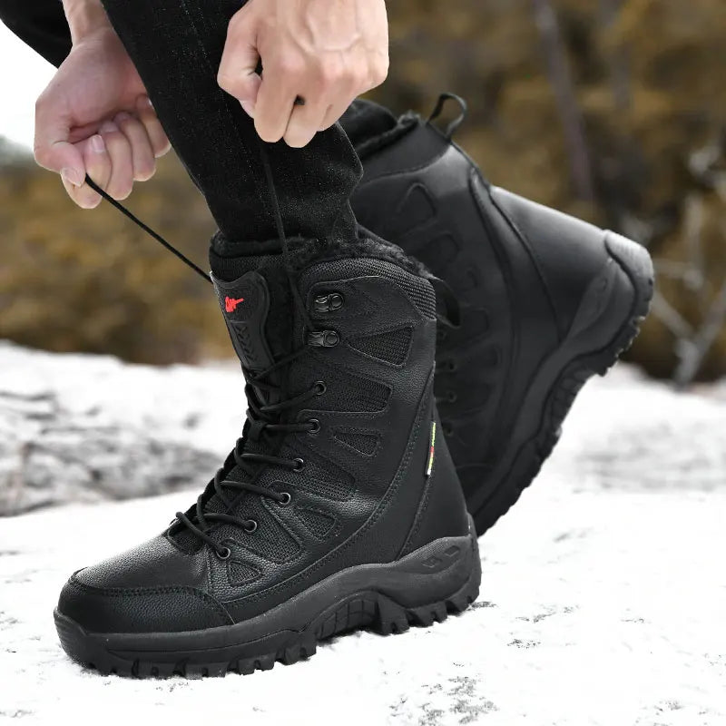 Winter Boot Men's High-top Waterproof Ankle Boots Men Thick Plus Warm Large Size Snow Hiking Boots Outdoor Cotton Shoes Sneakers