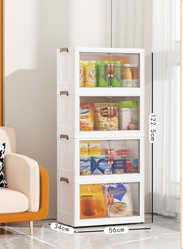 Large Capacity Stackable Storage Bins Double Door Open Save A Space Travel Organizer with Wheels Folding Wardrobe Containers