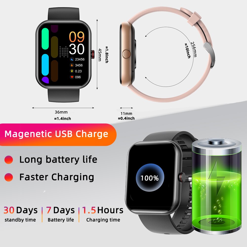 SENBONO Bluetooth Call Smart Watch Men Women Health Sport Monitoring Blood Pressure Oxygen Smart Voice Assistant Smartwatch Men
