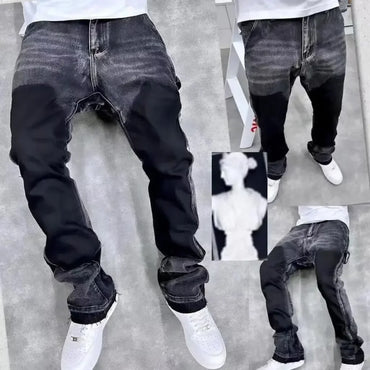 2025 Vintage Men's Jeans Distressed Vibe Bell Bottoms Clean Fit Woodworking Workwear Denim Pants for Outdoor Trade