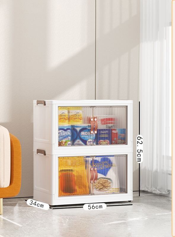 Large Capacity Stackable Storage Bins Double Door Open Save A Space Travel Organizer with Wheels Folding Wardrobe Containers