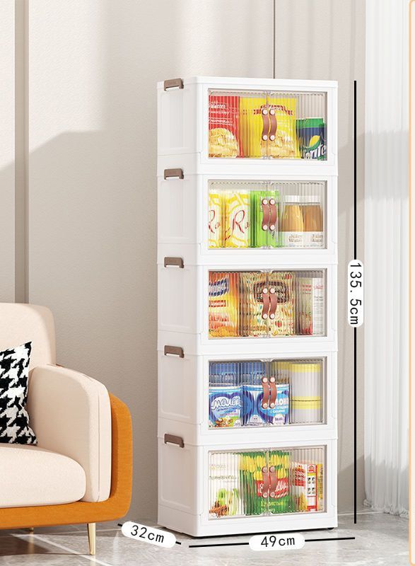 Large Capacity Stackable Storage Bins Double Door Open Save A Space Travel Organizer with Wheels Folding Wardrobe Containers