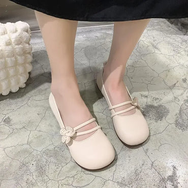 Shoes for Women Low Heel Elegant Wear Resistant Black Flowers Party Woman Flats Wholesale Chic On Sale Comfortable Non Slip 39