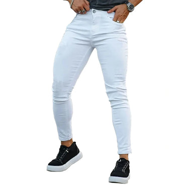Mens Skinny jeans Solid Color high stretch Denim Trousers Casual Daily For Office Parties Male Cowboy Pants