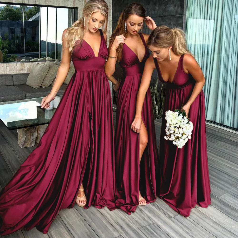 10 Colors Bridesmaid Dresses For Women 2023 Sister Group Sexy Split V –  Mega Mart Center