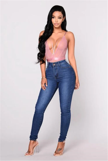 Womens Stretch High Waisted Jeans Skinny elastic Butt Lifting Jeans Slim Fit Denim Pants Ass Jeans White Blue
