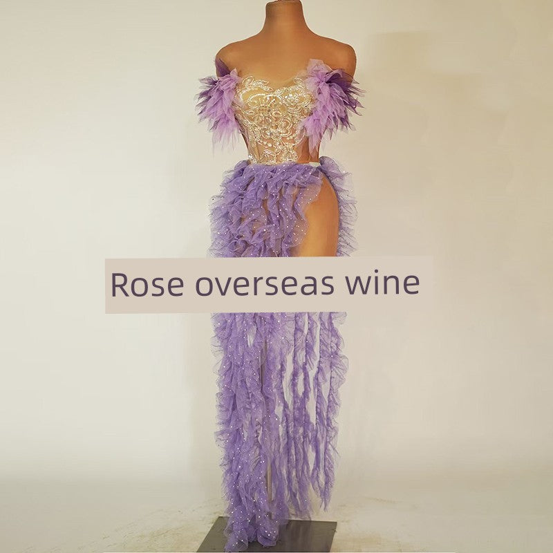Summer New Performance Dress Nightclub Club Temperament Slim dress Music Festival Model Catwalk Banquet Party Watch